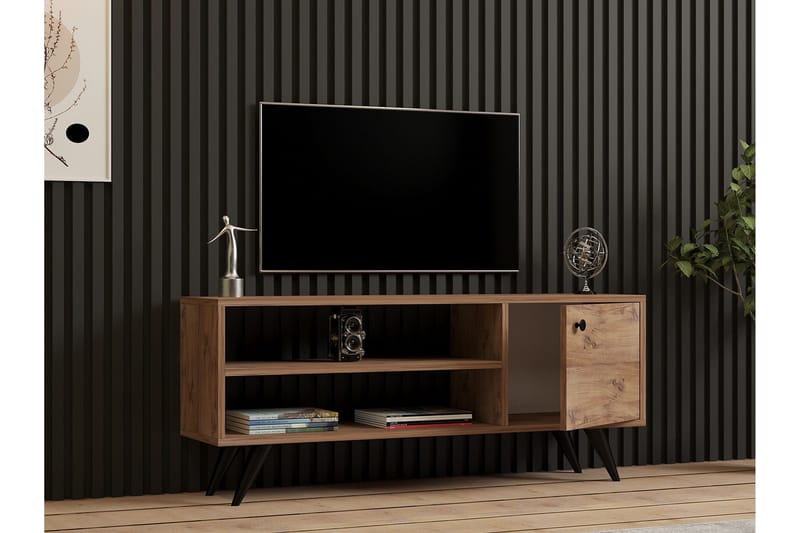 Jena Golvstående Tv-bänk 120 cm med Förvaring i Mörkt Trä - Brun - Möbler - Tv möbel & mediamöbel - TV bänk & mediabänk
