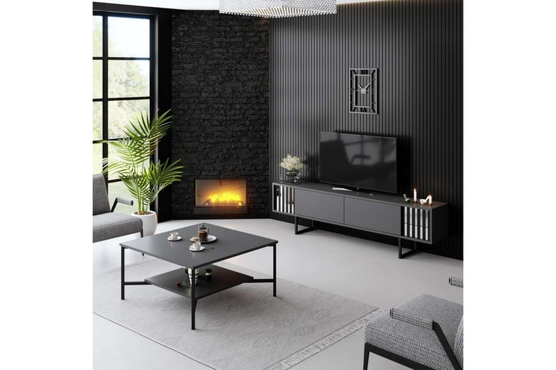 Jeval Tv-bänk 180 cm - Svart/Antracit - Möbler - Tv möbel & mediamöbel - TV bänk & mediabänk