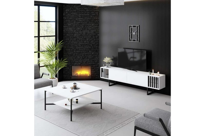 Jeval Tv-bänk 180 cm - Svart/Vit - Möbler - Tv möbel & mediamöbel - TV bänk & mediabänk