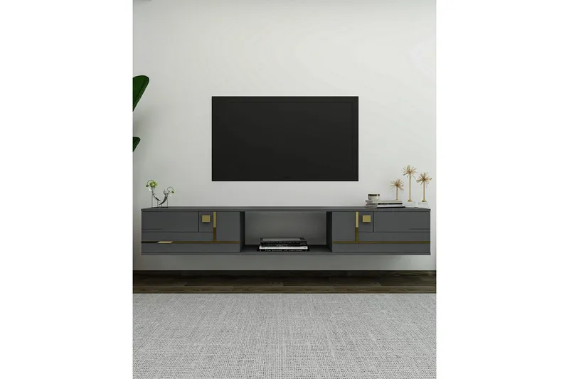 Jorin Tv-bänk 150 cm - Antracit/Guld - Möbler - Tv möbel & mediamöbel - TV bänk & mediabänk