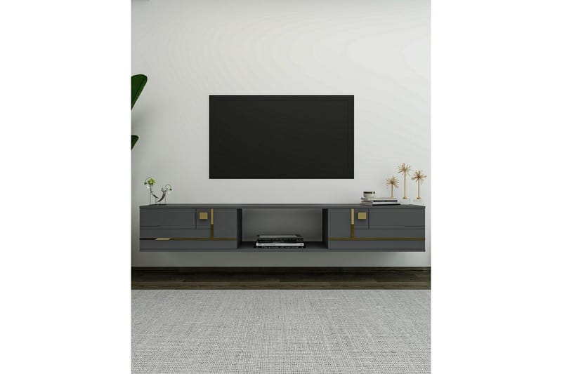 Jorin Tv-bänk 150 cm - Antracit/Guld - Möbler - Tv möbel & mediamöbel - TV bänk & mediabänk