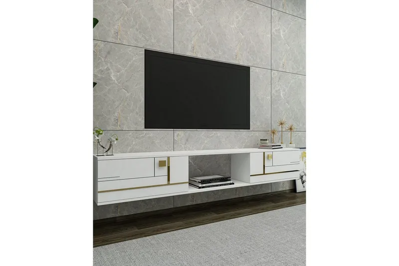 Jorin Tv-bänk 150 cm - Vit/Guld - Möbler - Tv möbel & mediamöbel - TV bänk & mediabänk