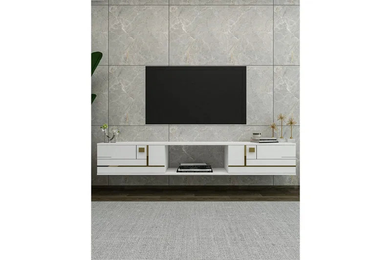 Jorin Tv-bänk 150 cm - Vit/Guld - Möbler - Tv möbel & mediamöbel - TV bänk & mediabänk