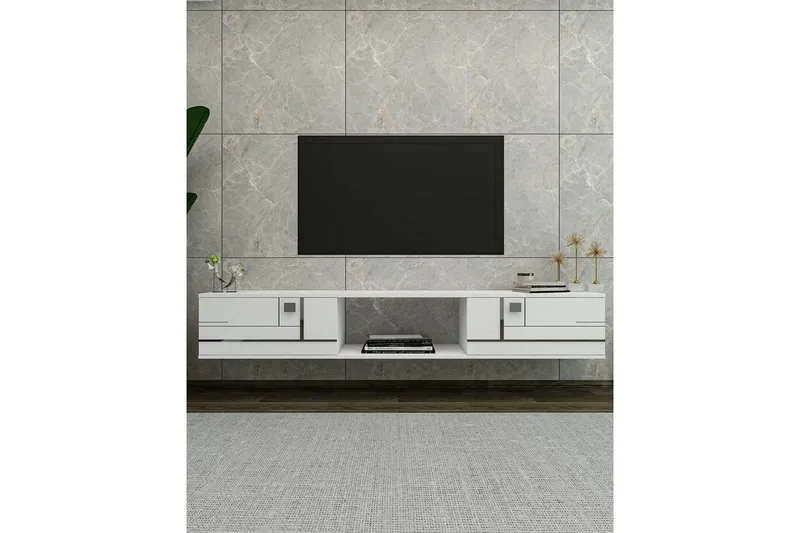 Jorin Tv-bänk 150 cm - Vit/Silver - Möbler - Tv möbel & mediamöbel - TV bänk & mediabänk