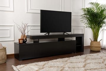 Jurukovo Golvstående TV Bänk 192 cm med Förvaring i Målat Trä - Svart - Möbler - Tv möbel & mediamöbel - TV bänk & mediabänk