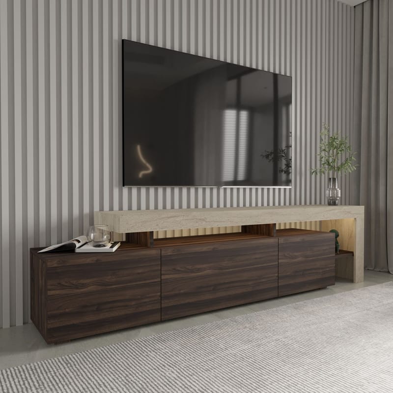 Jurukovo TV-bänk 192x53x37 cm - Travertin, valnöt - Möbler - Tv möbel & mediamöbel - TV bänk & mediabänk