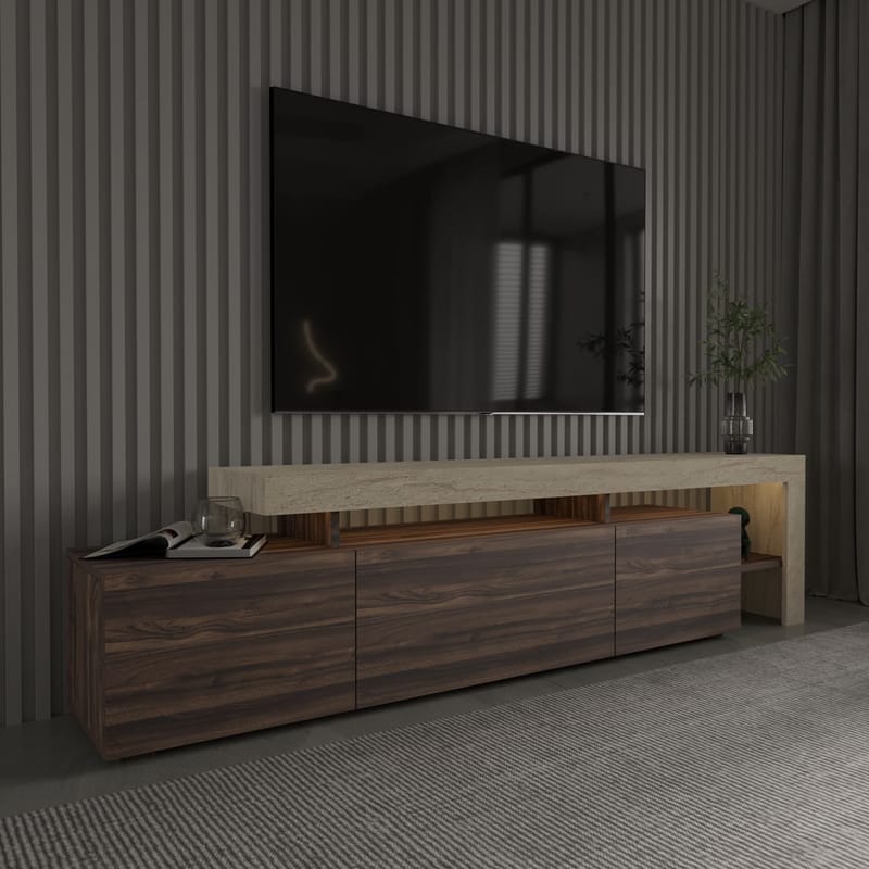 Jurukovo TV-bänk 192x53x37 cm - Travertin, valnöt - Möbler - Tv möbel & mediamöbel - TV bänk & mediabänk