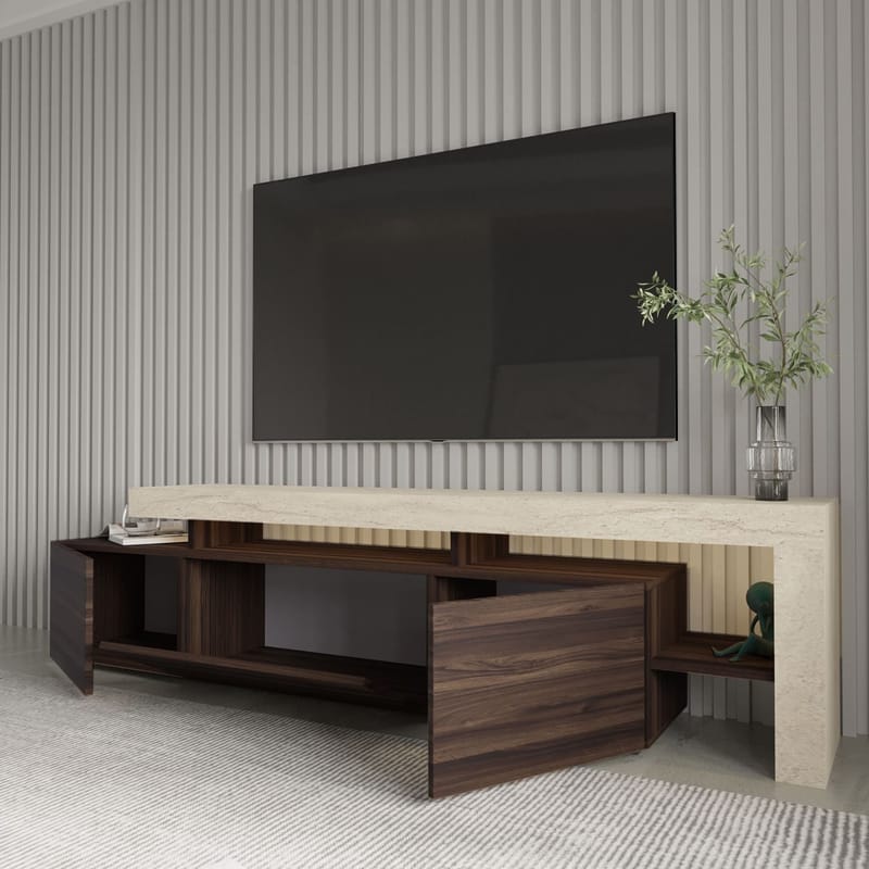 Jurukovo TV-bänk 192x53x37 cm - Travertin, valnöt - Möbler - Tv möbel & mediamöbel - TV bänk & mediabänk