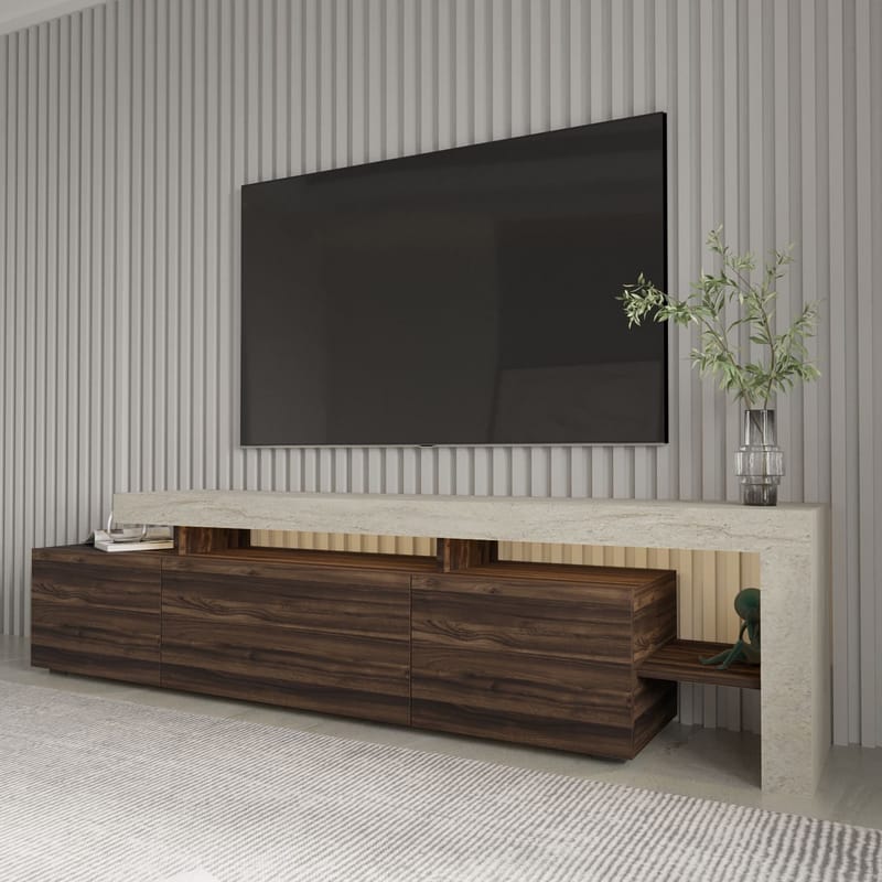 Jurukovo TV-bänk 192x53x37 cm - Travertin, valnöt - Möbler - Tv möbel & mediamöbel - TV bänk & mediabänk