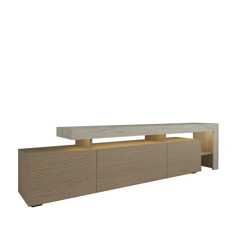 Jurukovo TV-bänk 192x53x37 cm, Travertin, varm ek