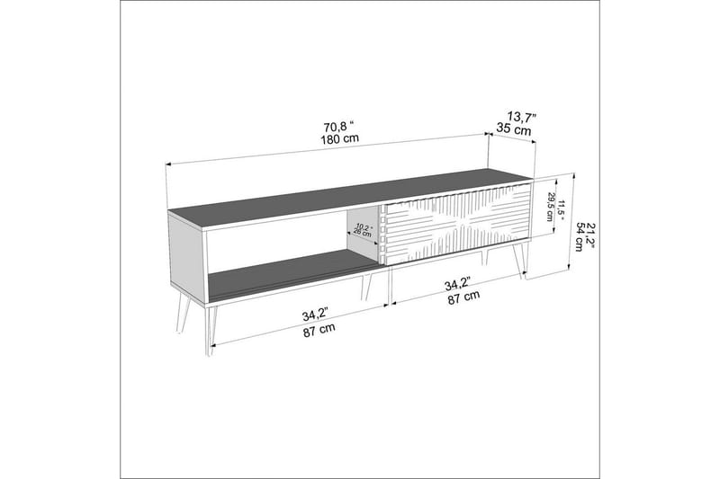 Kalon Tv-bänk 180 cm - Antracit/Vit - Möbler - Tv möbel & mediamöbel - TV bänk & mediabänk