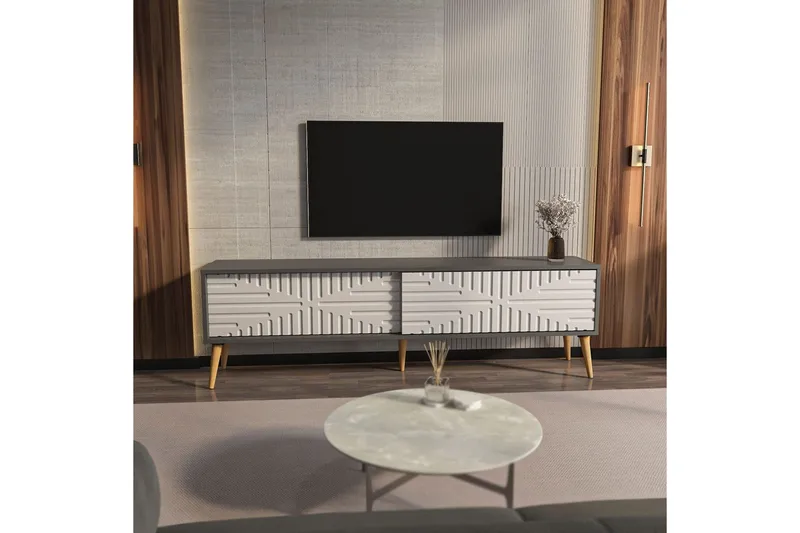 Kalon Tv-bänk 180 cm - Antracit/Vit - Möbler - Tv möbel & mediamöbel - TV bänk & mediabänk