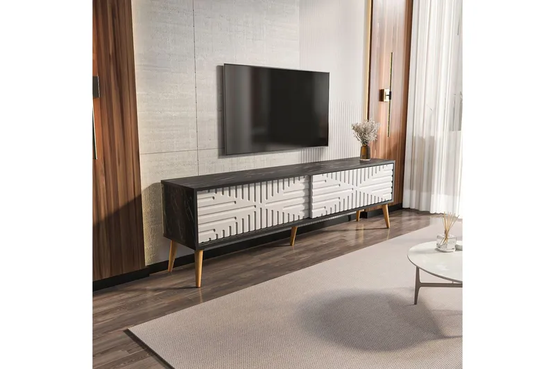 Kalon Tv-bänk 180 cm - Svart/Vit - Möbler - Tv möbel & mediamöbel - TV bänk & mediabänk