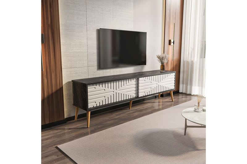 Kalon Tv-bänk 180 cm - Svart/Vit - Möbler - Tv möbel & mediamöbel - TV bänk & mediabänk
