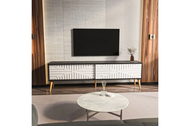 Kalon Tv-bänk 180 cm - Svart/Vit - Möbler - Tv möbel & mediamöbel - TV bänk & mediabänk