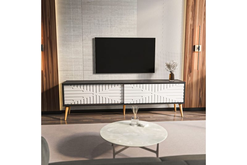 Kalon Tv-bänk 180 cm - Svart/Vit - Möbler - Tv möbel & mediamöbel - TV bänk & mediabänk