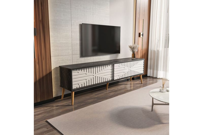 Kalon Tv-bänk 180 cm - Svart/Vit - Möbler - Tv möbel & mediamöbel - TV bänk & mediabänk