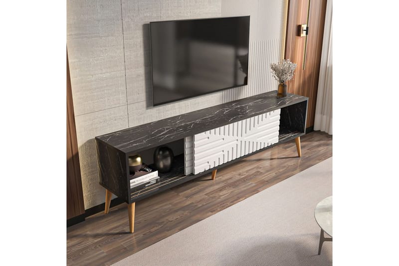 Kalon Tv-bänk 180 cm - Svart/Vit - Möbler - Tv möbel & mediamöbel - TV bänk & mediabänk