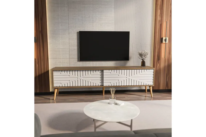 Kalon Tv-bänk 180 cm - Valnöt/Vit - Möbler - Tv möbel & mediamöbel - TV bänk & mediabänk