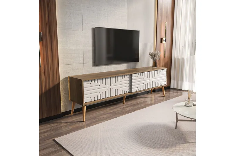 Kalon Tv-bänk 180 cm - Valnöt/Vit - Möbler - Tv möbel & mediamöbel - TV bänk & mediabänk
