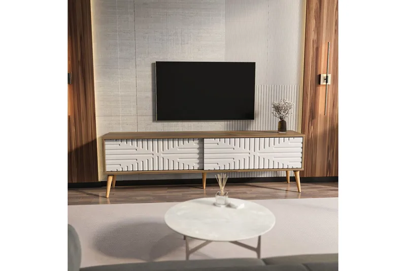 Kalon Tv-bänk 180 cm - Valnöt/Vit - Möbler - Tv möbel & mediamöbel - TV bänk & mediabänk