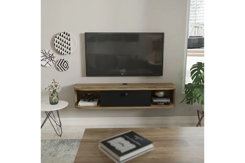 Kalvos Tv-bänk 120 cm - Svart/Ek - Möbler - Tv möbel & mediamöbel - TV bänk & mediabänk