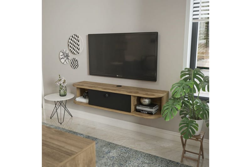 Kalvos Tv-bänk 120 cm - Svart/Ek - Möbler - Tv möbel & mediamöbel - TV bänk & mediabänk