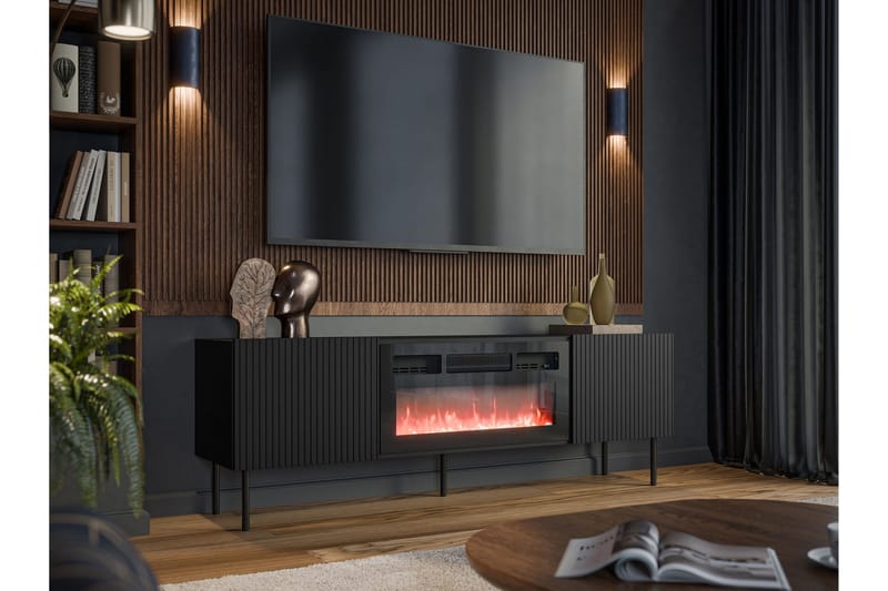 Kamta Tv-bänk 180 cm - Svart - Möbler - Tv möbel & mediamöbel - TV bänk & mediabänk