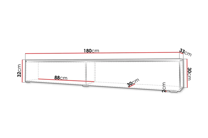 Kanak Tv-bänk 180 cm - Svart - Möbler - Tv möbel & mediamöbel - TV bänk & mediabänk