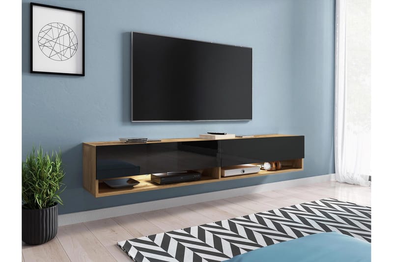 Kanak Vägghängd Tv-bänk 180 cm med F örvaring i Målat Trä - Svart - Möbler - Tv möbel & mediamöbel - TV bänk & mediabänk