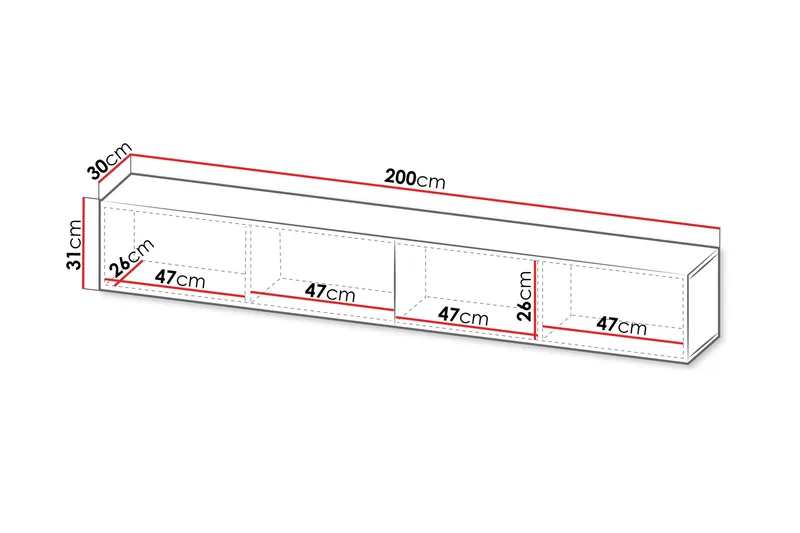Kangana Tv-bänk 200x30 cm - Beige - Möbler - Tv möbel & mediamöbel - TV bänk & mediabänk
