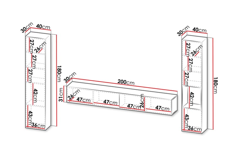 Kangana Tv-möbelset - Svart/Brun - Möbler - Tv möbel & mediamöbel - TV-möbelset