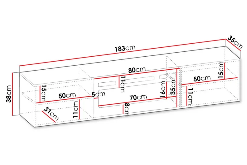 Kanki Tv-bänk 183 cm - Svart - Möbler - Tv möbel & mediamöbel - TV bänk & mediabänk