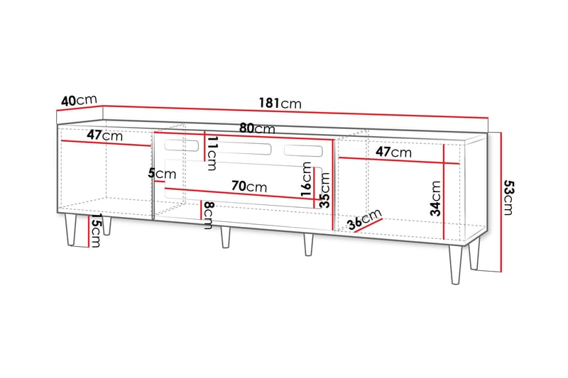 Kannu Tv-bänk 181 cm - Vit - Möbler - Tv möbel & mediamöbel - TV bänk & mediabänk