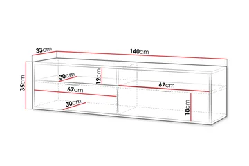 Kanon Vägghängd Tv Bänk 140 cm med Förvaring i Målat Trä - Vit - Möbler - Tv möbel & mediamöbel - TV bänk & mediabänk