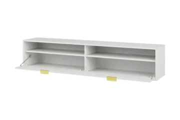 Kanon Väggmonterad Tv Bänk 175 cm med Förvaring i Målat Trä - Vit - Möbler - Tv möbel & mediamöbel - TV bänk & mediabänk