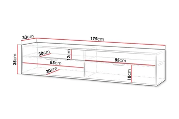 Kanon Väggmonterad Tv Bänk 175 cm med Förvaring i Målat Trä - Vit - Möbler - Tv möbel & mediamöbel - TV bänk & mediabänk