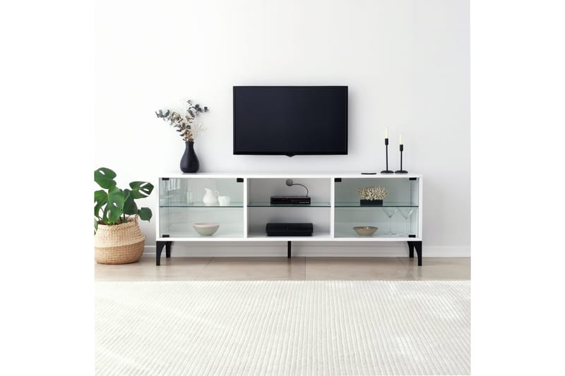 Kashiwa Tv-bänk 160x35 cm Vit - Hanah Home - TV bänk & mediabänk