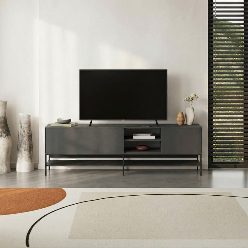 Kenvor Tv-bänk 180 cm - Antracit, Wood Black, Svart - Möbler - Tv möbel & mediamöbel - TV bänk & mediabänk