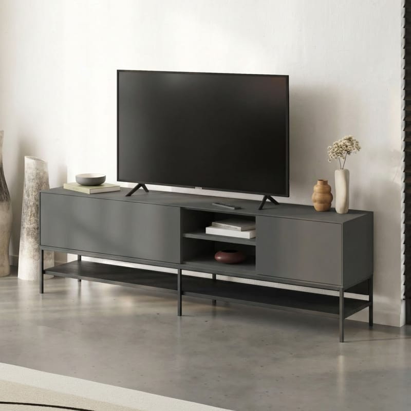 Kenvor Tv-bänk 180 cm - Antracit, Wood Black, Svart - Möbler - Tv möbel & mediamöbel - TV bänk & mediabänk