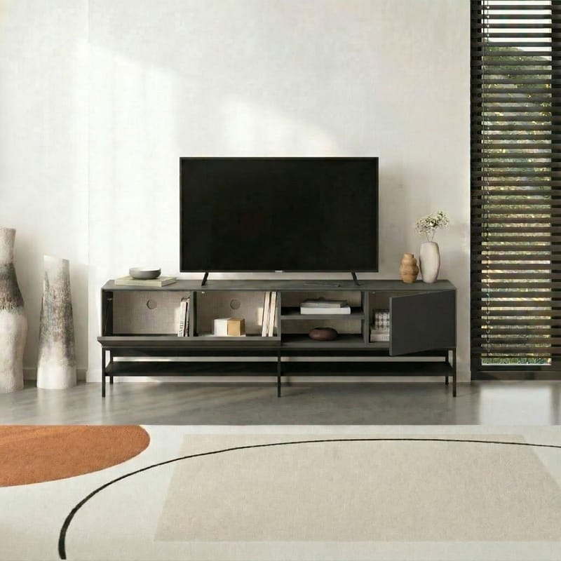 Kenvor Tv-bänk 180 cm - Antracit, Wood Black, Svart - Möbler - Tv möbel & mediamöbel - TV bänk & mediabänk