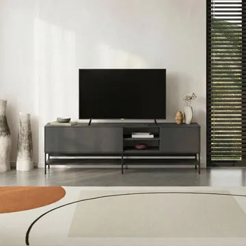 Kenvor Tv-bänk 180 cm - Antracit/Wood Black/Svart - Möbler - Tv möbel & mediamöbel - TV bänk & mediabänk
