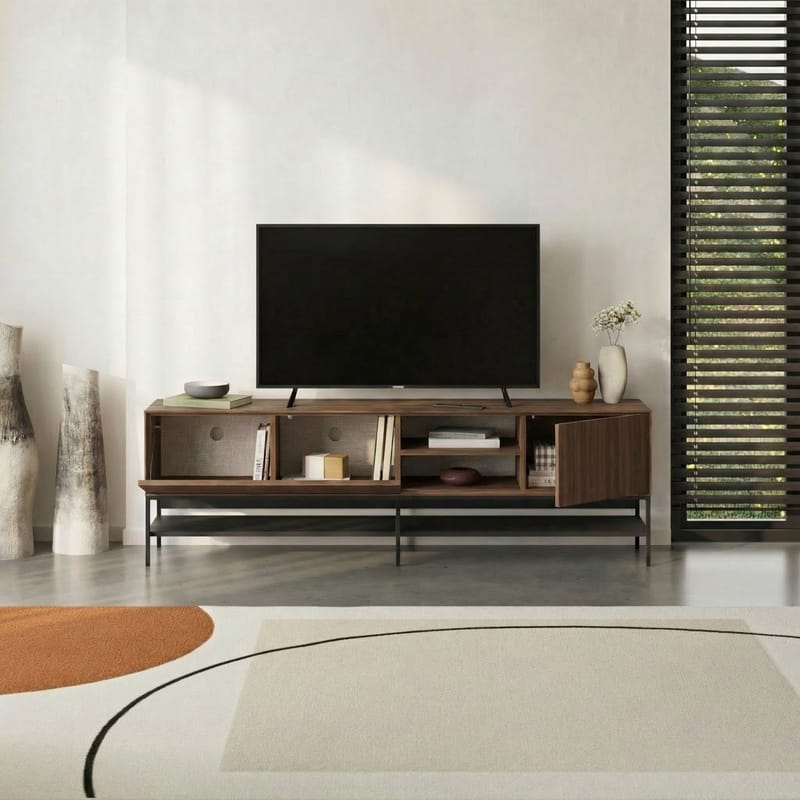 Kenvor Tv-bänk 180 cm - Milano Walnut, Wood Black, Black - Möbler - Tv möbel & mediamöbel - TV bänk & mediabänk