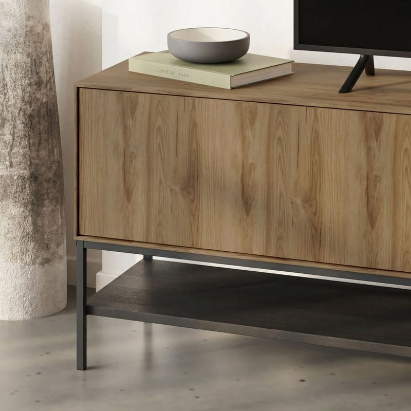 Kenvor Tv-bänk 180 cm - Naturfärgad ek, trä svart, svart - Möbler - Tv möbel & mediamöbel - TV bänk & mediabänk
