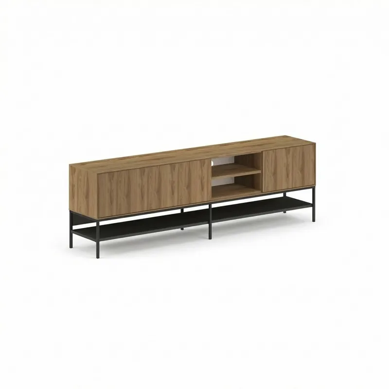 Kenvor Tv-bänk 180 cm - Naturfärgad ek, trä svart, svart - Möbler - Tv möbel & mediamöbel - TV bänk & mediabänk