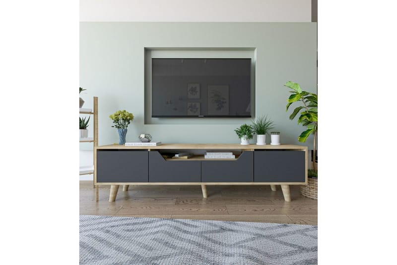 Kollumber Tv-stativ 180x30 cm - Brun/Antracit - Möbler - Tv möbel & mediamöbel - Mediastativ & väggfäste