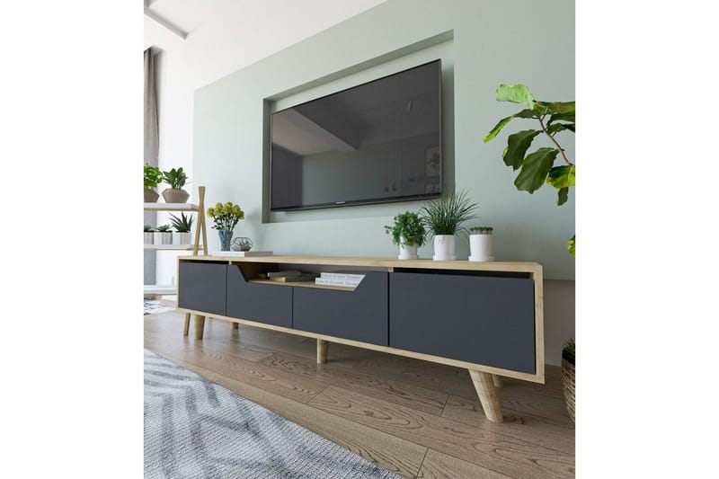 Kollumber Tv-stativ 180x30 cm - Brun/Antracit - Möbler - Tv möbel & mediamöbel - Mediastativ & väggfäste