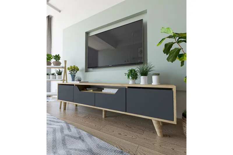 Kollumber Tv-stativ 180x30 cm - Brun/Antracit - Möbler - Tv möbel & mediamöbel - Mediastativ & väggfäste