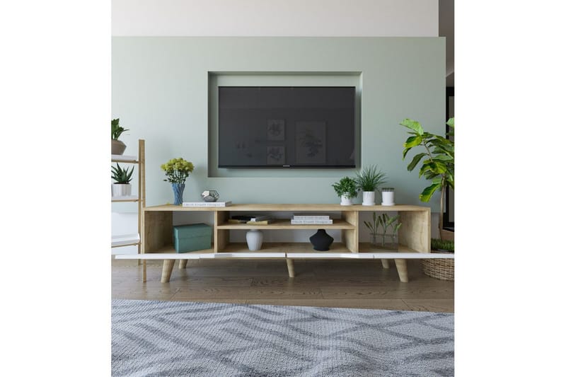 Kollumber Tv-stativ 180x30 cm - Brun/Vit - Möbler - Tv möbel & mediamöbel - Mediastativ & väggfäste