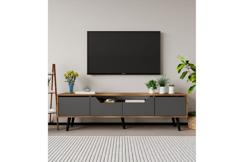 Kollumber Tv-stativ 180x30 cm - Valnöt/Antracit - Möbler - Tv möbel & mediamöbel - Mediastativ & väggfäste
